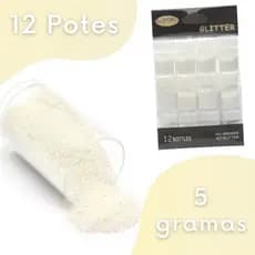Glitter Branco - Purpurina Para Artesanato - Kit C/ 12 Potes -  Kaftor
