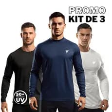 Kit 3 Camisetas Dry Fit Uv 50+ M G GG Moda Praia