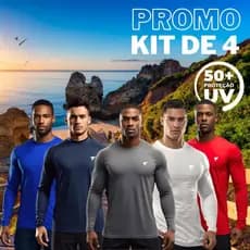 Kit Com 4 Camiseta Uv Proteção Solar Segunda Pele