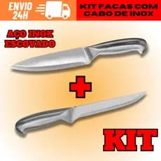 KIT 2 Facas De Aço Inox Com Cabo Inteiriço Sem Solda 26,5cm Peixeira E Faca de Desossar Envio Rápido