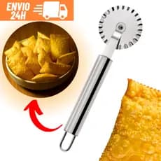 Cortador De Pastel Carretilha  De Corta E Fecha Massas De Aço Inox
