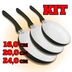 Frigideira Antiaderente De Cerâmica Com Cabo de Silicone Preto 16 20 e 24cm Envio Rápido