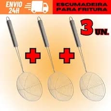 Escumadeira Para Fritura Batata Pastel Alimentos 34cm De Aço Inox Envio Rápido