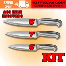 KIT 3 Facas Peixeira De Aço Inox Com Cabo Inteiriço Nº 8 Nº7 Nº6 Envio Rápido