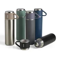 Garrafa Térmica Inox 450ml P/ Café Com Tampa Copo Top Colorida- Com logo gravada