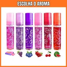 Kit 5,10 ou 20 Lip Gloss Brilho Labial Frutas Partículas de Glitter Roll on Hidratante Pink 21