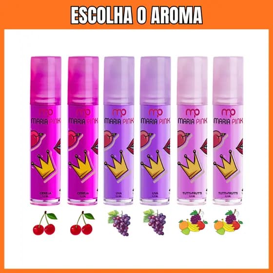 Kit 5,10 ou 20 Gloss Brilho Labial Frutas Roll on Hidratante Lembrancinha Maria Pink Bella Femme