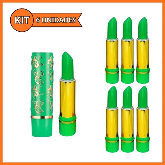 Kit 6 Batom Mágico Verde Matte 24 Horas Longa Duração da Vovó Febella
