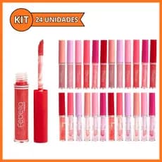 Kit 24 Lip Gloss Brilho Labial Com Glitter Princess Rosado Lembrancinha Febella