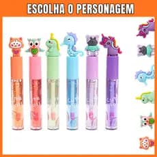 Lip Gloss Brilho Labial Infantil Hidratante Cute Fofo Personagem Vivai