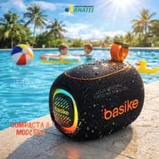 BASIKE Caixa de Som GRAVE POTENTE TWS Bluetooth Portátil 6h de Bateria LED 8W / 15W Som ao Ar Livre