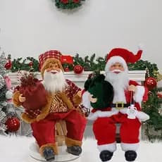 Natal Sentado Papai Noel Boneco De Pelúcia Artesanal Com Bolsa De Presente E Decoração De Para O Escritório Doméstico Presentes