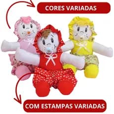 BONECA  DE PANO TECIDO TRICOLINE 100% ALGODÂO BÊBE COM CHUPETA INFANTIL VARIAS ESTAMPAS ( A PRONTA ENTREGA )