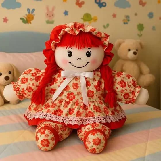 Boneca de Pano Tecido Algodão DUDA 55cm Para Brincar e Decorar