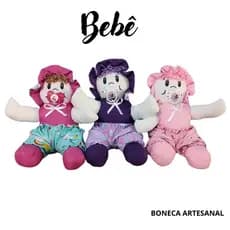 BONECA DE PANO - 100% ALGODÂO COM CHUPETA REMOVIVEL - SORTIDAS (PRONTA ENTREGA)