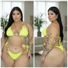 Biquíni Feminino Plus Size Fio Dental Detalhe em Corrente Dourada Com Bojo Removível Grande GG