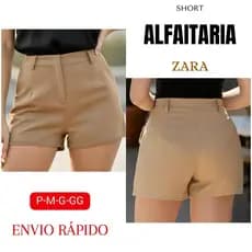 Short Alfaiataria Feminino Social Cintura Alta Com Bolso PROMOÇÃO