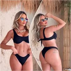 conjunto de biquíni - hot pants - levanta seios - ana ruga com bojo tendência 2025