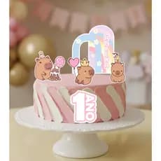 Kit Mesversário menina Capivara ou Topo de bolo de bolo Capivara - Capivara Cute