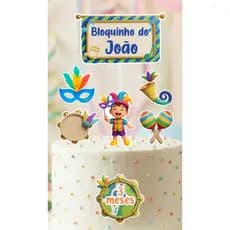 Topo de bolo de carnaval, topo de bolo carnaval menino, bloquinho de carnaval, carnaval 2026