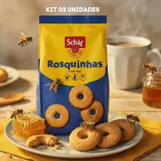 Kit com 3 Rosquinhas com Mel Hoops  Sem Glúten e Sem Lactose 200gr - Schar