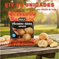 Kit 3 Pão de Batata Belive Sem Leite Sem Glúten 198g cada