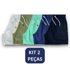 Kit com 2 Short De Linho Masculino Básico Casual Mauricinho Premium Bermuda linho bermuda Moda Praia