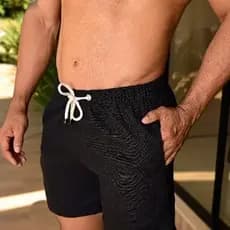 Short Bermuda Linho Básico Mauricinho Premium Casual Moda Praia Verão Cintura Elástica Confortável