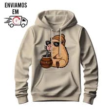 Moletom Blusa de Frio Premium Flanelado Canguru Capuz Capivara Vibes Streetwear Unissex