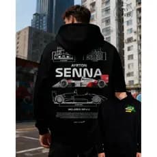 Moletom Blusa de Frio Unissex Premium Flanelado Canguru Mc Laren F1 1988 Senna Streetwaer