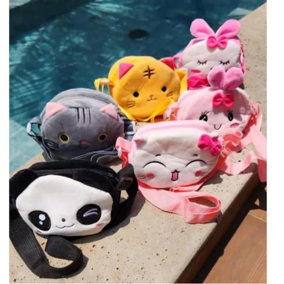 Bolsa Pequena Infantil Animais De Pelúcia 1 Zíper