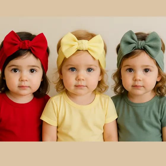 Kit 3 Faixas Tiaras Laço Infantil Para Meninas Tecido Canelado Delicadas Estilosas e Confortáveis