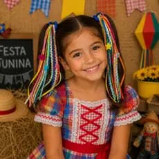 Par de Elástico Xuxinha Fitilho Colorido Caipira Festa Junina Julina Cores Sortidas Arraial 2026