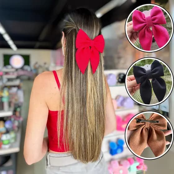 Laço Para Cabelos Em Linho Adulto e Infantil Delicado e Elegante Acessório