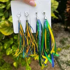 Brinco Artesanal Brasil Verde Amarelo Azul Copa do Mundo & Carnaval Acessório Leve e Estiloso