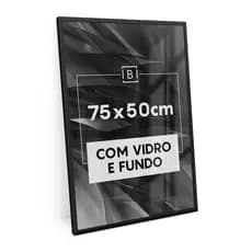 Moldura 75x50 Cm C/ Vidro Quadro Foto  Retrato Mdf Emoldurar Quebra-cabeça