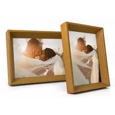 Kit 2 Portas Retrato 10X15 Chanfrada C/ Vidro Moderno Decorativo De Mesa Estante Para Fotos Família