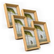 Kit 5 Portas Retrato 10X15 Chanfrada C/ Vidro Moderno Decorativo De Mesa Estante Para Fotos Família