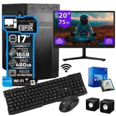 Computador Intel Core I7 4°gera. Ssd 480gb 16gb Memória Ram Monitor 20 + DVD