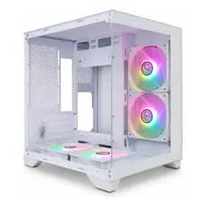 Gabinete Gamer White Pc-240 Vidro Temperado M-atx 4 Fans Branco