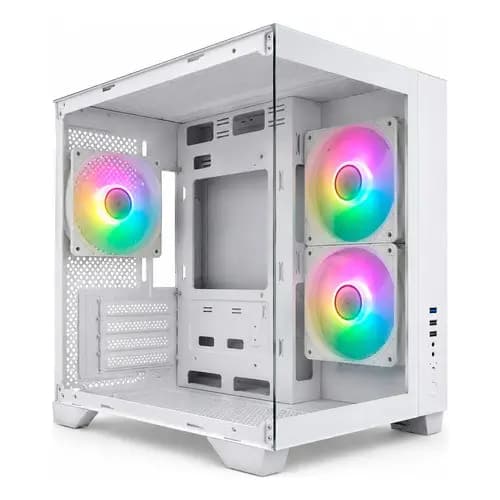 Gabinete Gamer Aquário Bpc-240 Branco Com 3 Coolers Rgb Branco