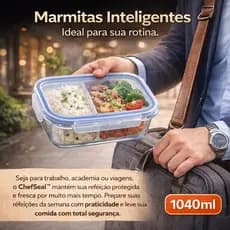Pote Hermético de Borossilicato Retangular com Tampa 1040ml