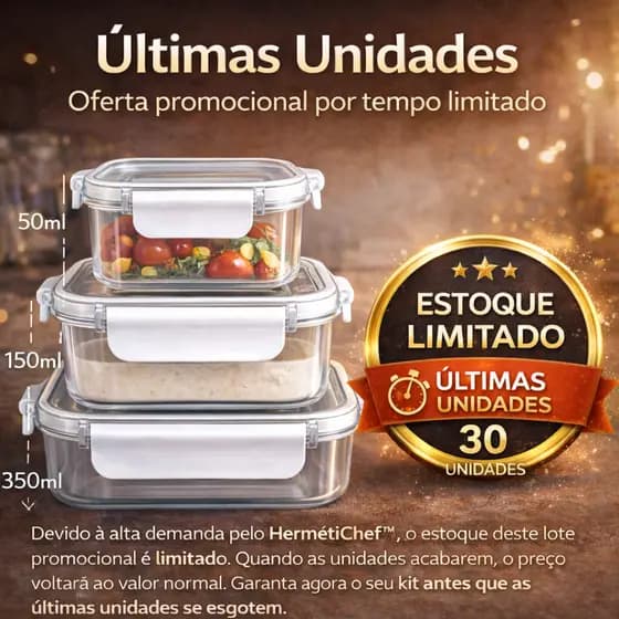 kit 3 Pote Hermético Retangular 350ml/150ml/50ml