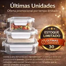 kit 3 Pote Hermético Retangular 350ml/150ml/50ml