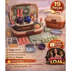 Kit Mini Chef Kitchen 2 em 1 – Cozinha Infantil Portátil 19 Peças