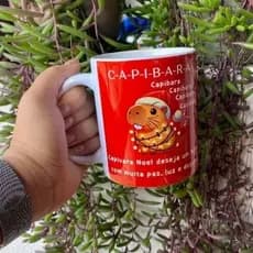 Caneca Porcelana Personalizada - Xícara de Natal - Especial Natal - Humor - Capivara