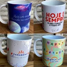 Caneca Porcelana Personalizada - Xícara Coleção Aniversário - Parabéns - Aniversário de Namoro