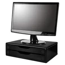 Suporte Para Monitor De Mesa Em Mdf Black Piano Com 2 Gavetas Black Piano Souza