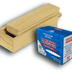 Apagador Com Depósito Porta Giz Pinus Luxo Verniz 18x7x5,5 Cm R2816 + 1 Cx Giz Branco