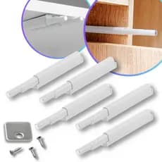 Kit 6 Fecho Pulsador Magnético Branco Toque Sobrepor Tip-on Push Open Porta Armário Gaveta Feicho toc Sistema Click